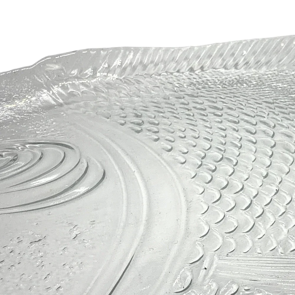 Pasabahce Marine Crystal Clear Glass‎ Fish Shaped Plate Vintage Decor 1980s